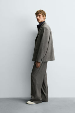 HERRINGBONE FLARE FIT TROUSERS