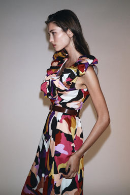 PRINTED POPLIN MIDI DRESS - Zara фото 6