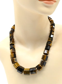 Колье из тигрового глаза цилиндр на увеличение, 50см