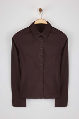 Beyaz Bele Oturan Fitted Dokuma Gomlek TWOAW26GO00022 - Trendyolmilla фото 17