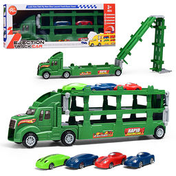 Машина "Автовоз" (цвет зеленый) 4 машины в комплекте, в коробке
