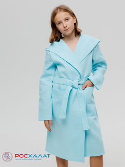 Подростковый вафельный халат с капюшоном мятный В-18 (19)