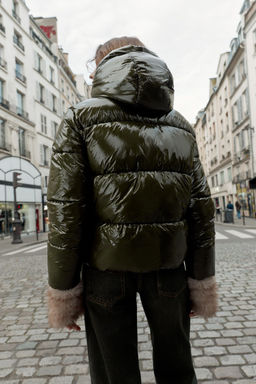 ANORAK EFECTO BRILLANTE WATER REPELLENT WINDPROOF / Khaki - Zara фото 6