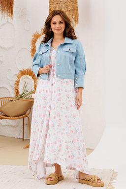 Костюм INVITE 6094 голубой джин+принт