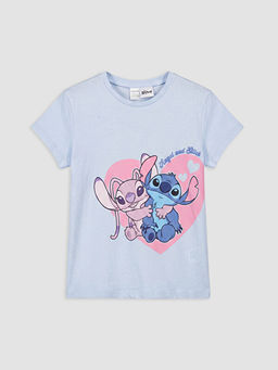 Stitch ve Angel Bask?l? K?z ?ocuk Ti??rt