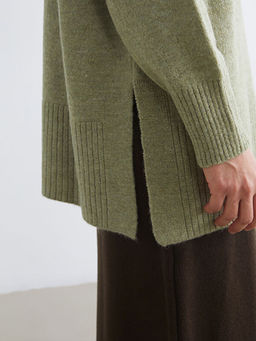 Bal?k?? Yaka Oversize Kad?n Triko Tunik