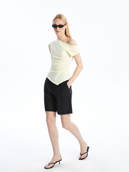 Loose Fit %100 Keten Kad?n ?ort