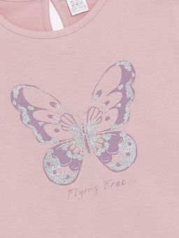 Bisiklet Yaka Bask?l? Uzun Kollu K?z Bebek Ti??rt - Waikiki фото 2