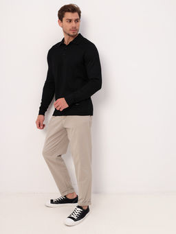 Джемпер мужской с воротником поло GREG G128-12-ромб F (черный)  фото 6