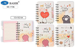 Блокнот детский 12*9,2 см, 52л., на гребне (MC-7196) "Лапки", тв. обложка, фигурные разделители