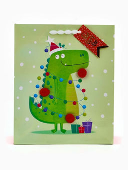 Набор подарочных пакетов «Новый год», 3 шт., голография, с шильдиком и объёмным декором, 25×30.5×12.5 см