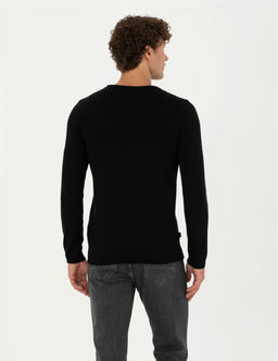 Siyah Slim Fit Bisiklet Yaka Triko Kazak - Pierre cardin фото 5