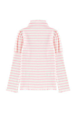 Beyaz K?z Cocuk Cizgili Dik Yaka Orme T-Shirt TKDAW25TS00003 - Trendyolmilla фото 6