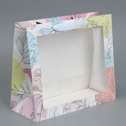 Пакет крафтовый с пластиковым окном Поздравляю, 31 26 10 см