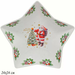 Блюдо 24х24см НОВОГОДНИЙ в под.уп.(х24)Фарфор арт.205-291 #НовыйГод
