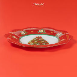 Тарелка Доляна «Новогодняя ель», d=25 см, стекло, красная