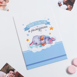 Папка для свидетельства о рождении Слоник, для мальчика, А4
