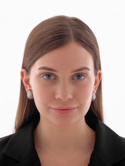 Клипсы для ушей Грейс лепестки, цвет чернёное серебро