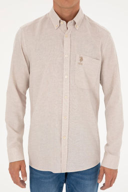 U. S. Polo Assn / Мужская рубашка с длинным рукавом цвета экрю - U.s. polo assn фото 6