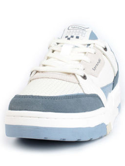 05-P232-5 WHITE/BLUE Кроссовки женские (натуральная замша, искусственная кожа)
