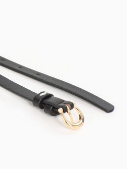 Ремень женский тонкий, 110×1.3 см, пряжка металл золотистая, полукруглая, чёрный