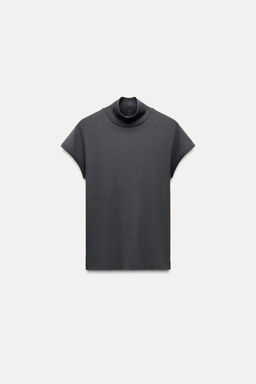 RIBBED HIGH NECK T-SHIRT - Zara фото 7