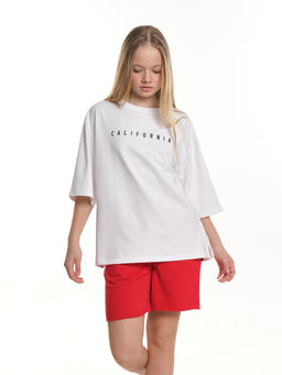 Футболка оверсайз с принтом 22-7453 белый - Mini maxi фото 4