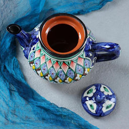 Чайник заварочный Риштанская Керамика «Цветы», 700 мл, синий МИКС