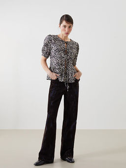 Straight Fit Batik Desenli Kad?n Jean Pantolon