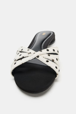 SANDALIA PLANA PIEL ESTAMPADA / blanco - Zara фото 4