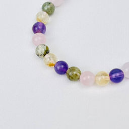 Браслет из Пренита, Аметиста, Розового кварца и Цитрина 18 см