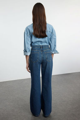 Koyu Mavi Yuksek Bel Wide Leg Jeans TWOAW25JE00091