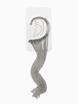 Серьга кафф Водопад, висячая, цвет серебро