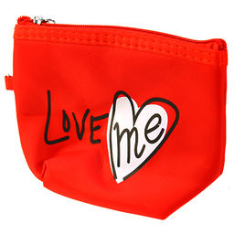 Косметичка "Люби меня" набор 2шт: 25х15х8см, 15х13х5см со съемной ручкой, ПВС, на молнии, алый (Китай)