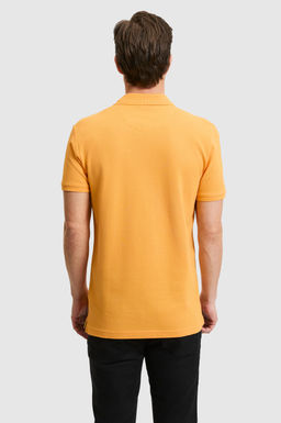 Erkek Slim Fit Turuncu Polo Yaka Basic Ti__rt