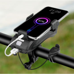 Фонарь передний COMIRON HOLDER ABS, IPX5; 3*T6 LED, 400lm 4800mAh USB индикатор заряда POWER BANK сигнал 130Дб крепление смартфона чёрный /уп 20/80/ - Галеонтрейд фото 11