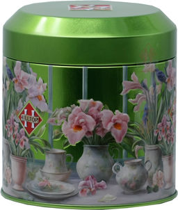 HILLTOP. 8 марта. Банка круглая Ирисы и птицы 50 гр. жест.банка