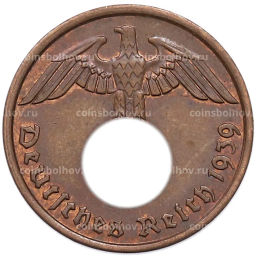 Монета 2 рейхспфеннига 1939 года A Германия