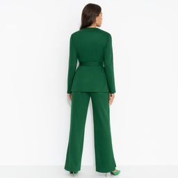 Брючный костюм из трикотажа, Личное превосходство (изумруд, 2 в 1, с поясом) - Charutti фото 5