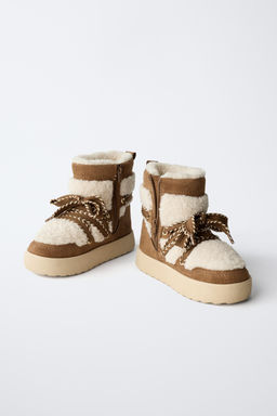COMBINED FAUX SHEARLING ANKLE BOOTS - Zara фото 12