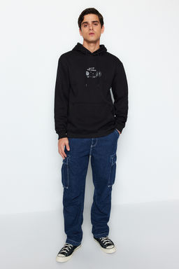 TRENDYOL MAN Siyah Regular/Normal Kesim Uzay Nak?sl? Kapusonlu Ici Polar/S?cak Tutan Sweatshirt TMNAW24SW00101 - Trendyolmilla фото 13