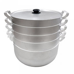 Манты-казан (мантоварка) алюминиевая 13л, д34см, h34см, s1-1,75мм, 4 сетки, матовый, металлическая крышка (Россия)