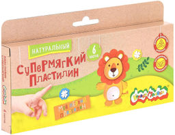 Пластилин натуральный супермягкий Каляка-Маляка ТВОРЧЕСТВО С ЗАБОТОЙ 6 цветов 180 г ассорт...