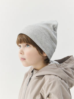 Шапка трикотажная двухслойная Серый меланж - Bungly фото 4