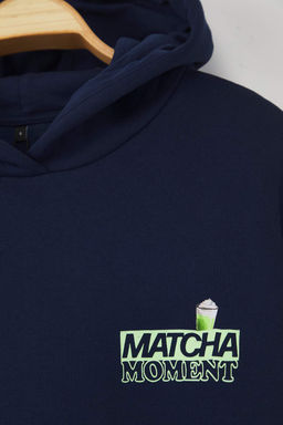 Teen Lacivert Overize Kal?p Matcha S?rt Bask?l? Kal?n Ici Polarl? Orme Sweatshirt TWOAW26SW00016 - Trendyolmilla фото 8