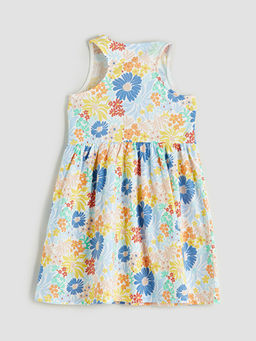 Bisiklet Yaka ?i?ekli K?z ?ocuk Elbise