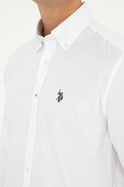 Рубашка U.S. Polo Assn мужская белая хлопок  фото 7
