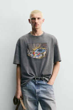 CAMISETA LAVADA ESTAMPADO C?MIC / Gris