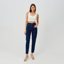 Джинсы женские мом MINAKU: Jeans Collection, размер 52, синие