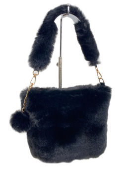 Женская сумка из искусственного меха, цвет черный